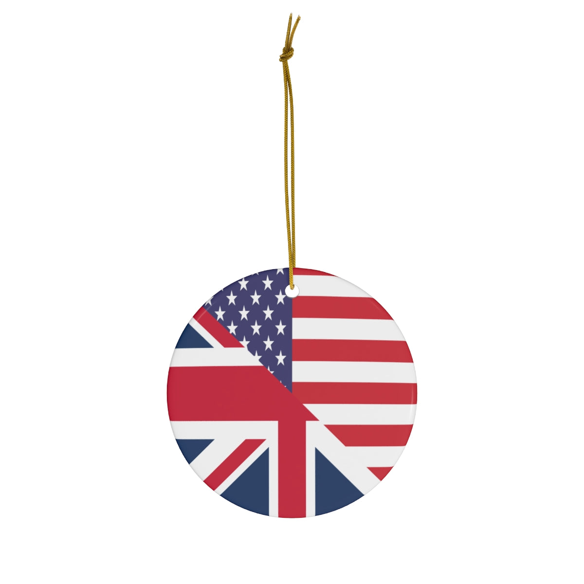 UK American Flag Ceramic Ornaments | United Kingdom USA Holiday Christmas Tree