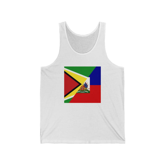 Half Haiti-Guyana Flag Tank Top | Haitian Guyanese Clothing