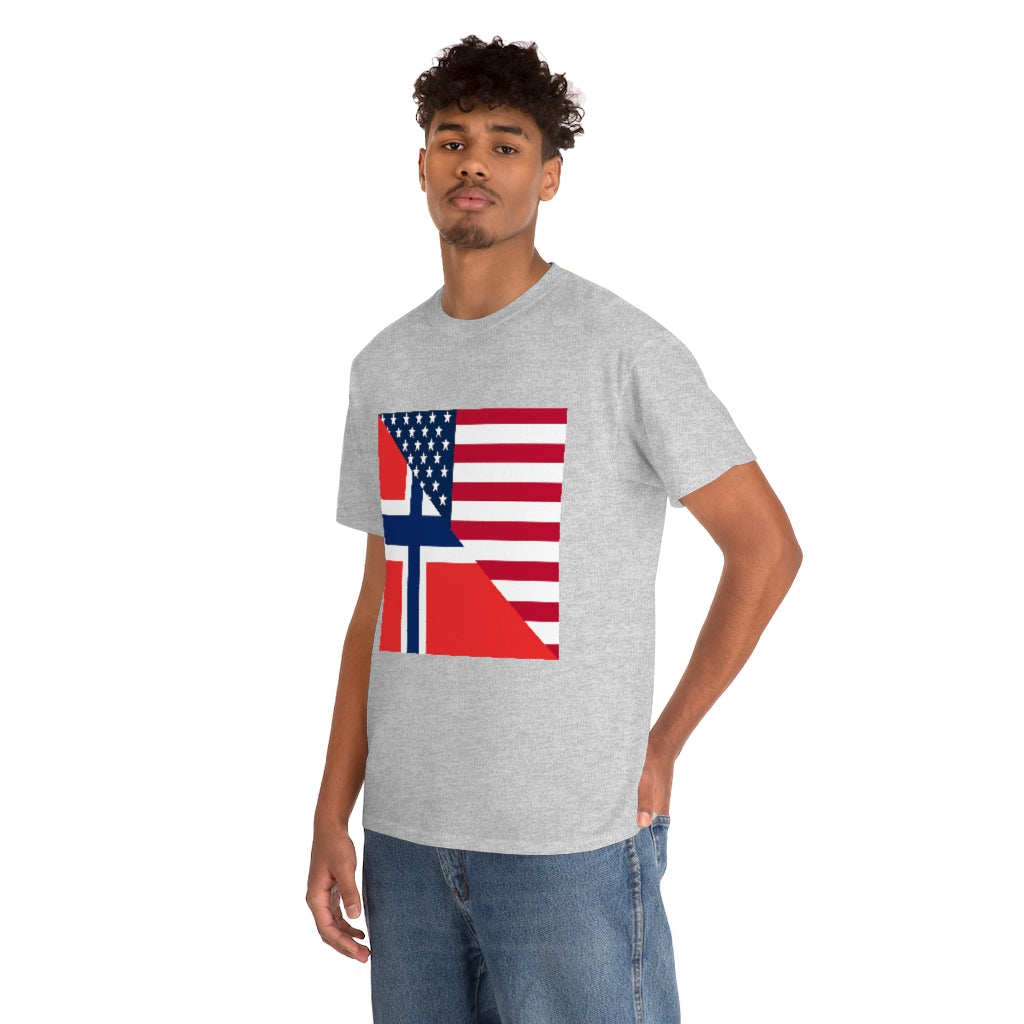 Norwegian American Flag Tee Shirt | Unisex Norway USA Tshirt