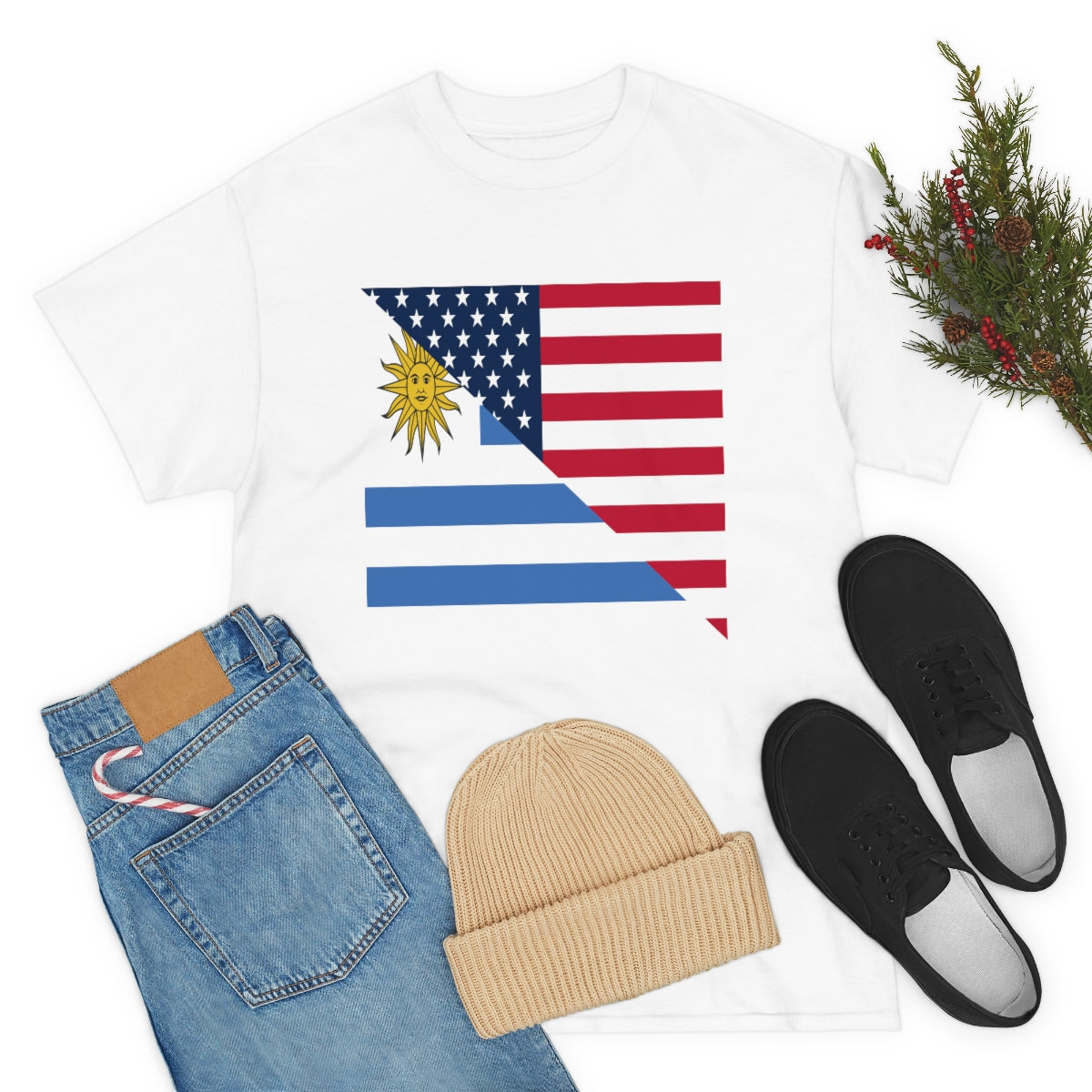 Uruguay American Flag Half Uruguayan USA T-Shirt | Unisex Tee Shirt