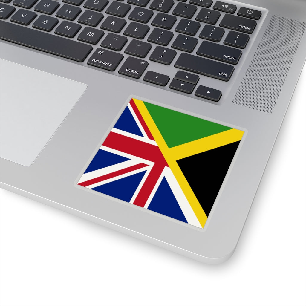 English Jamaican Flag Sticker | Half Jamaica English Flag Sticker