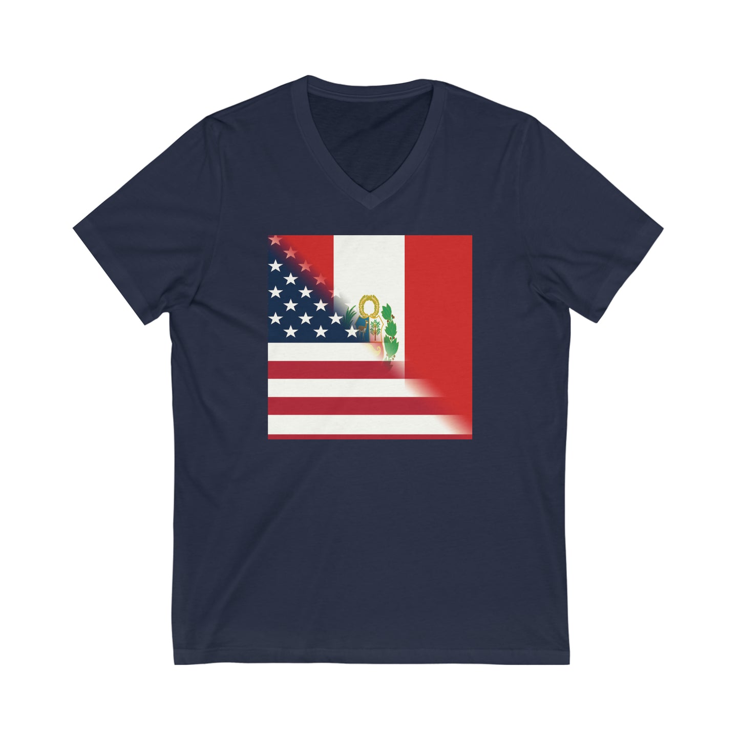 Peru America Flag | Peruvian American Flag V-Neck T-Shirt | Unisex Vee Shirt