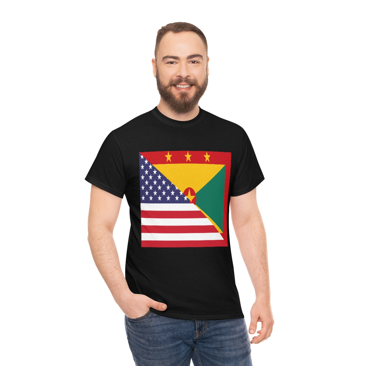 Grenadan American Flag Half Grenada USA T-Shirt | Unisex Tee Shirt