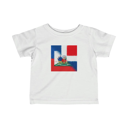 Infant Haiti Dominican Republic Flag | Hispaniola DR Half Haitian Dominican Flag Toddler Tee Shirt