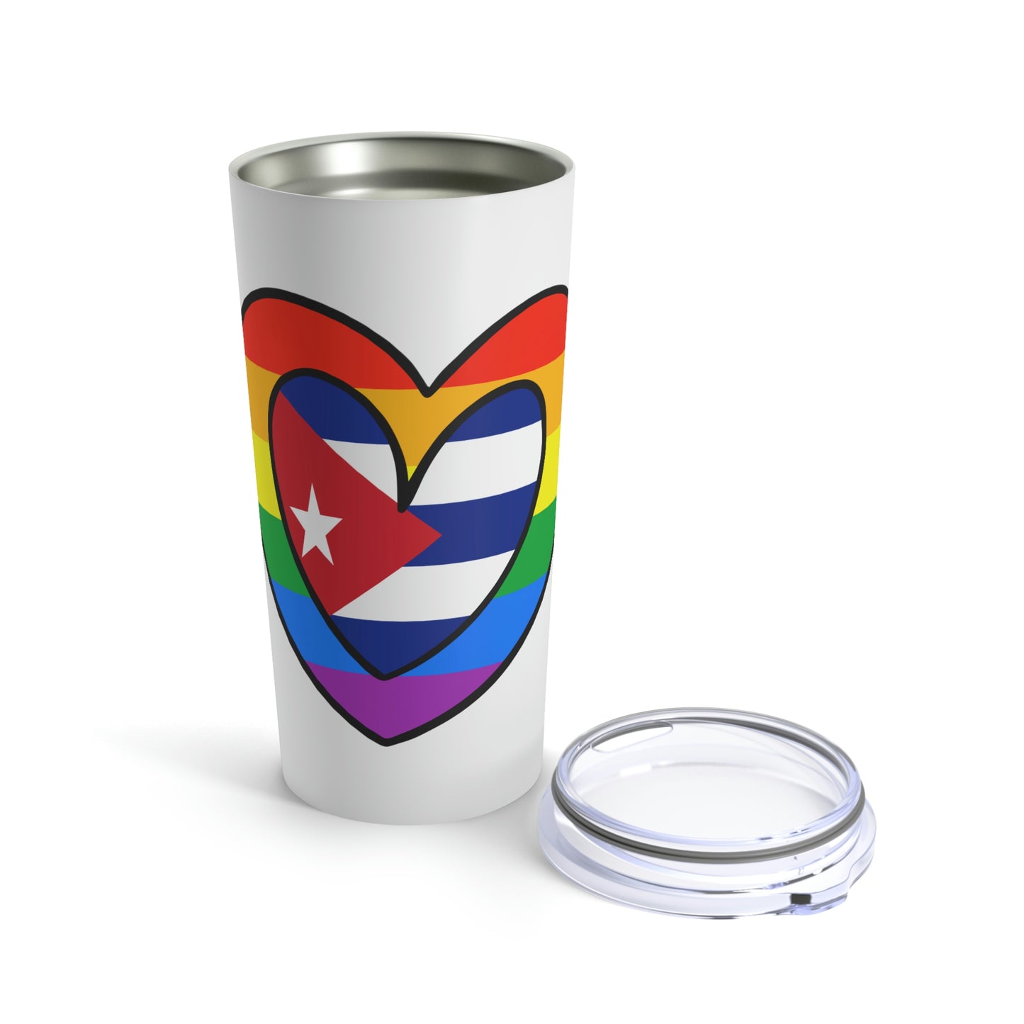 Cuban Rainbow Flag Heart Cuba Pride Month Tumbler 20oz