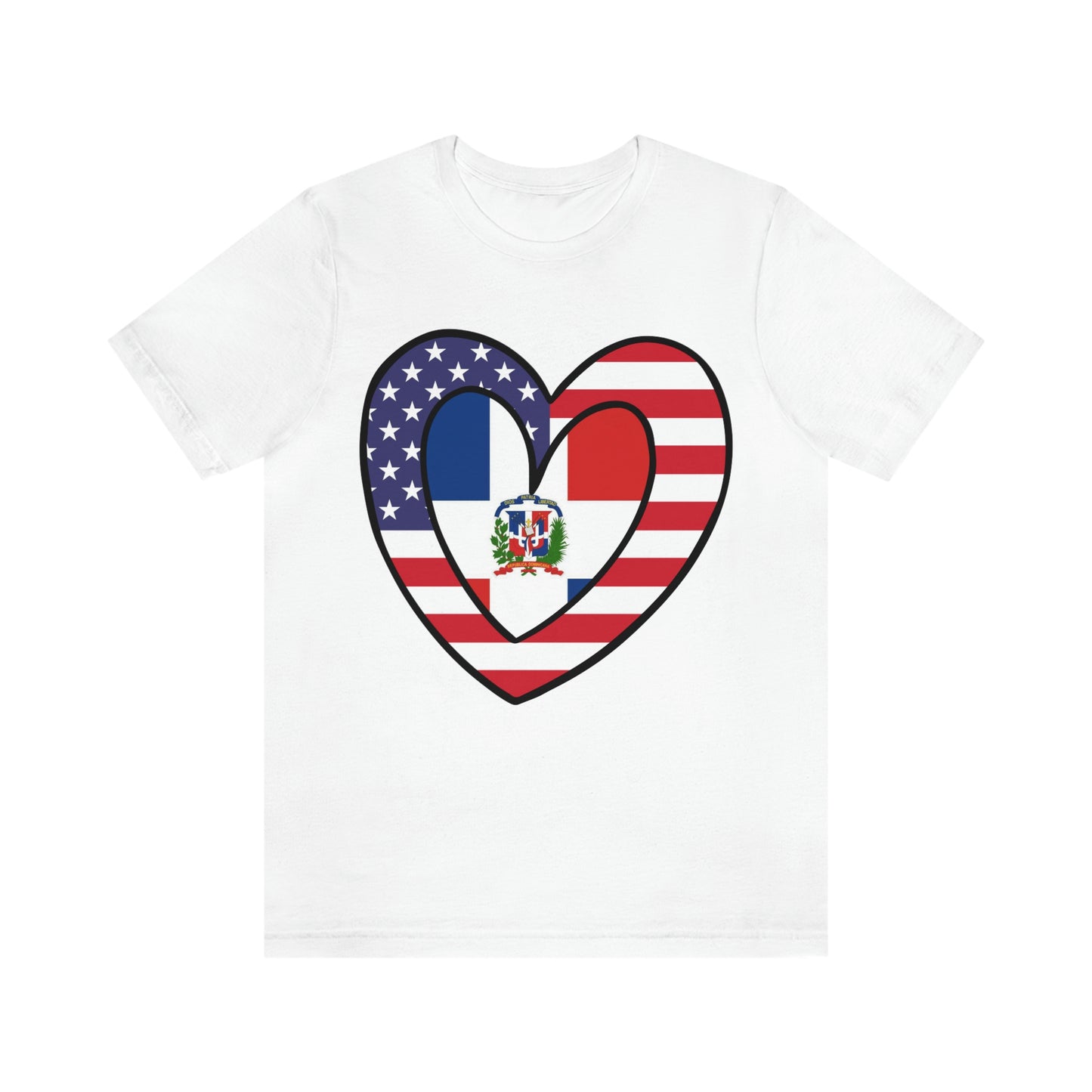 Dominican Republic American Heart Valentines Day Gift Tee Shirt | Half Dominicano USA Flag T-Shirt