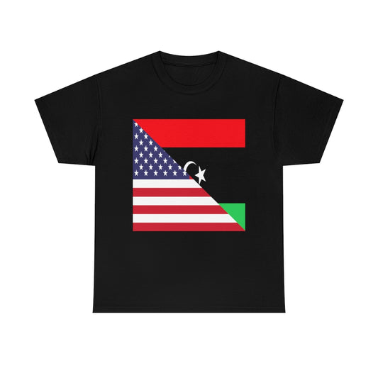 Libyan American Flag Tee Shirt | Unisex Libya USA Tshirt