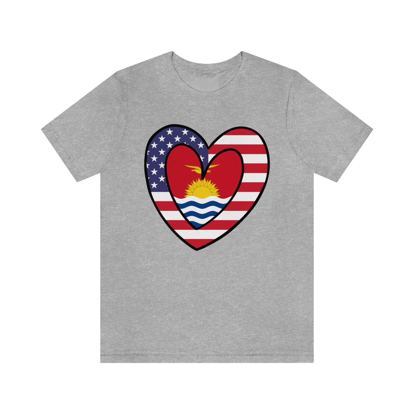 Kiribati American Heart Valentines Day Gift Tee Shirt | Gilbertese USA Flag Wedding T-Shirt