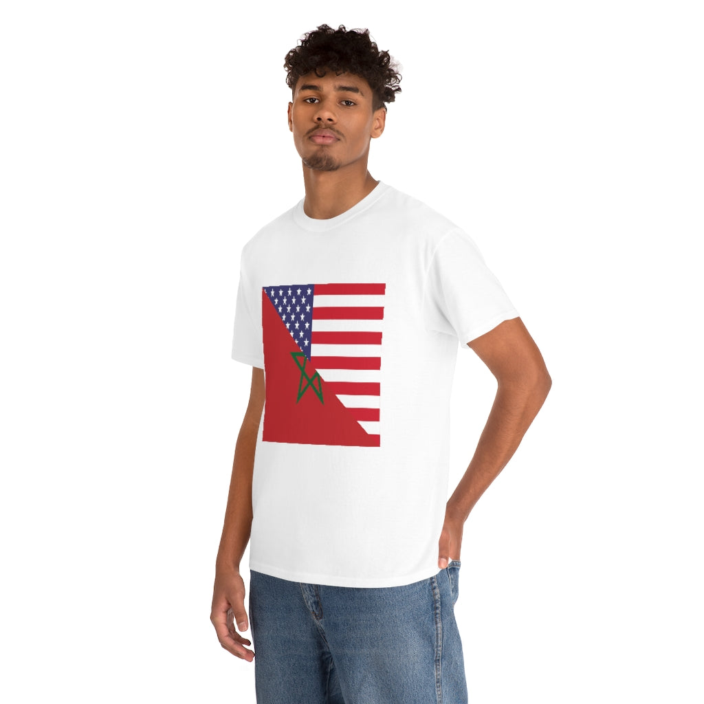 Moroccan American Flag Tee Shirt | Morocco USA Tshirt