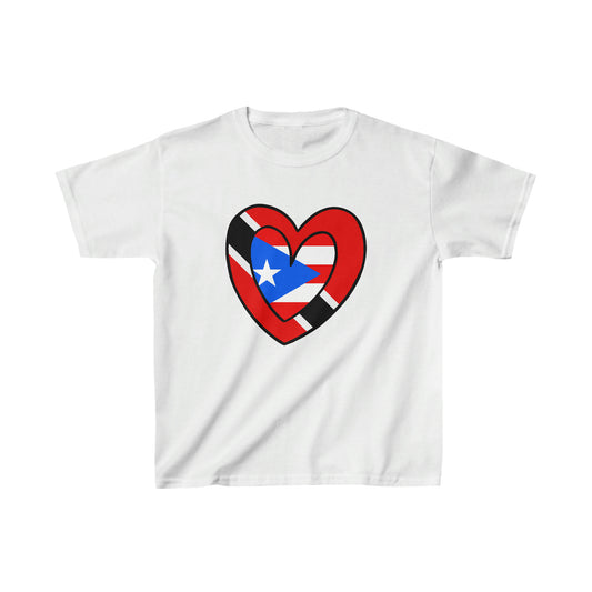 Kids Trini Puerto Rican Heart Gift Tee Shirt | Trinidad Boricua Flag T-Shirt