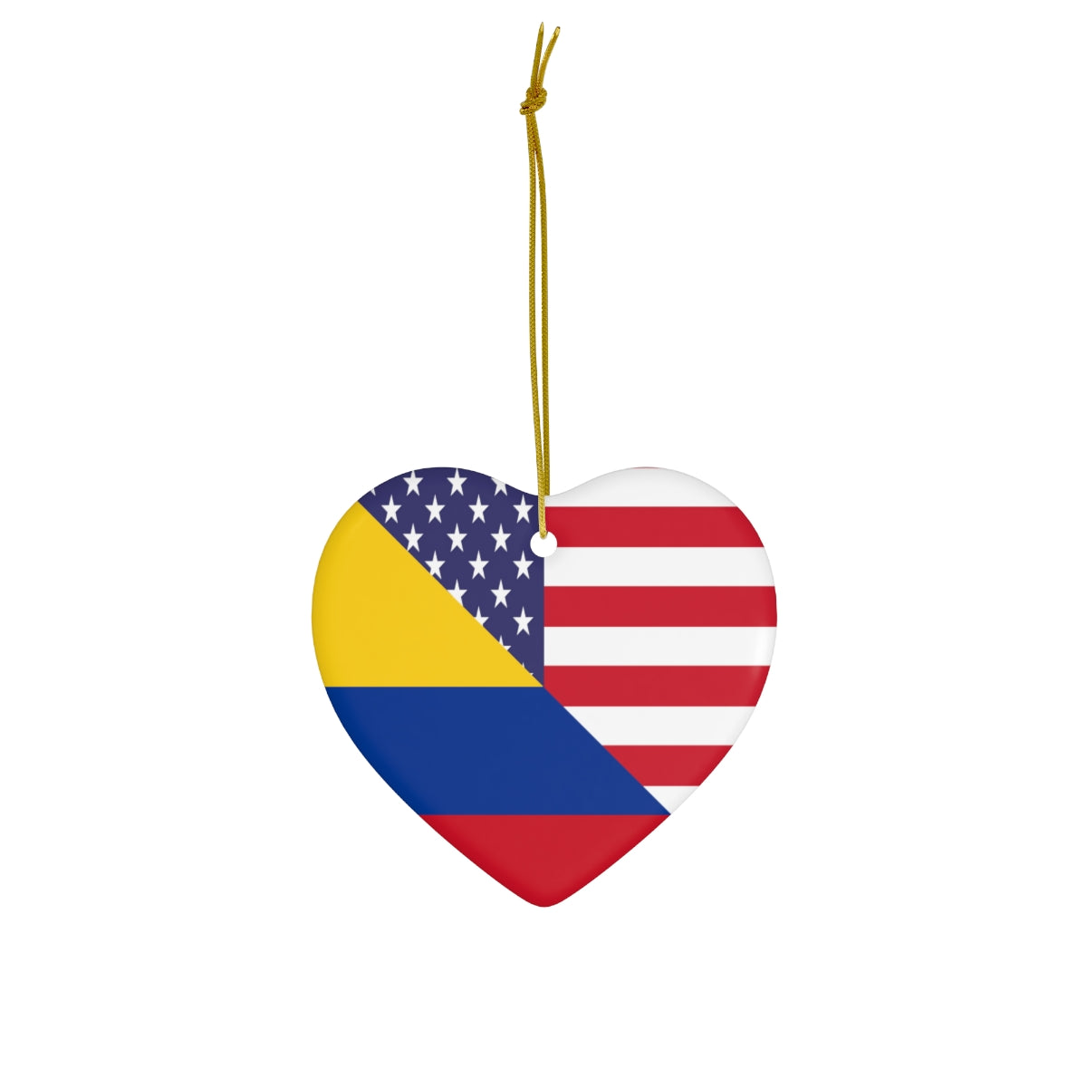 Colombian American Flag Ceramic Ornaments | Colombia USA Holiday Christmas Tree