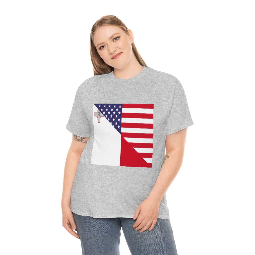 Maltese American Flag Unisex Tee Shirt | Malta Tshirt