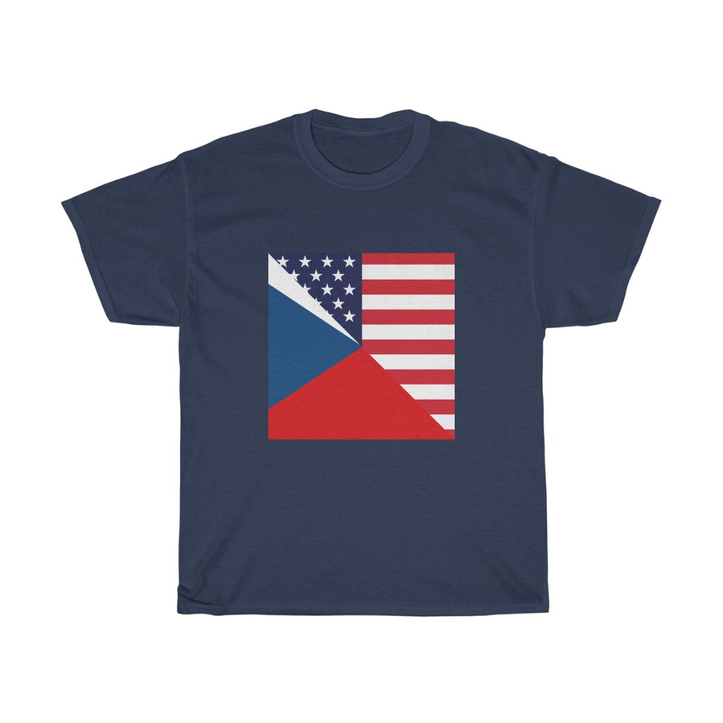 Czech Republic American Flag Tee | Unisex Czechia USA Shirt