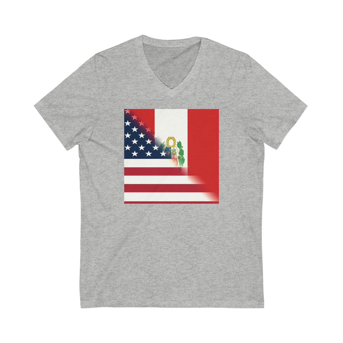 Peru America Flag | Peruvian American Flag V-Neck T-Shirt | Unisex Vee Shirt