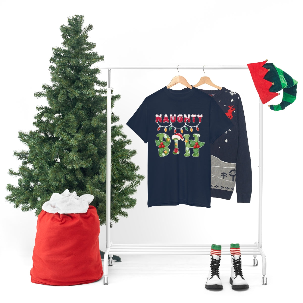 Naughty Bih Christmas Shirt | Unisex X-Mas Holiday Gift T-Shirt