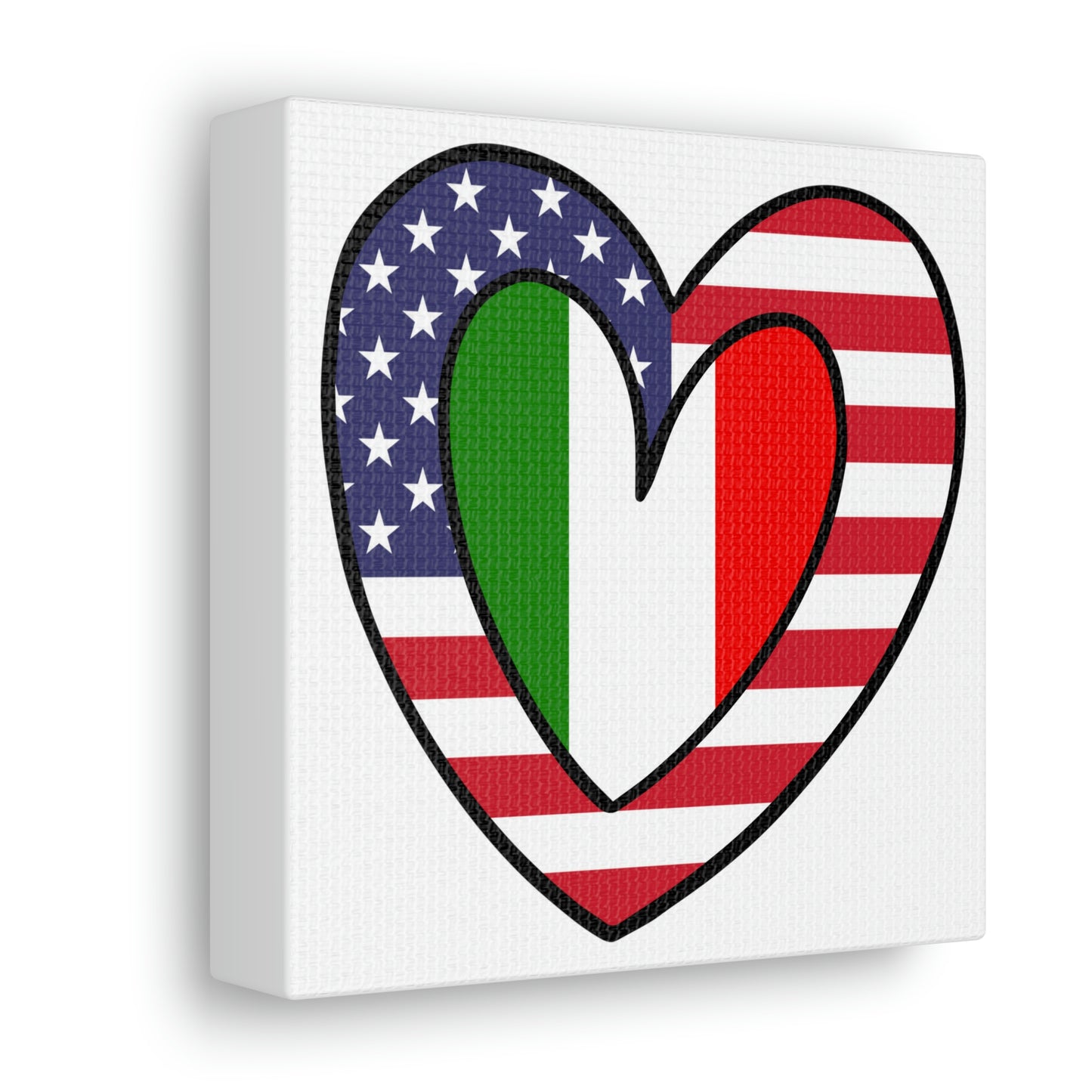 American Italian Flag Inner Heart USA Italy Canvas Gallery Wraps | Wall Art