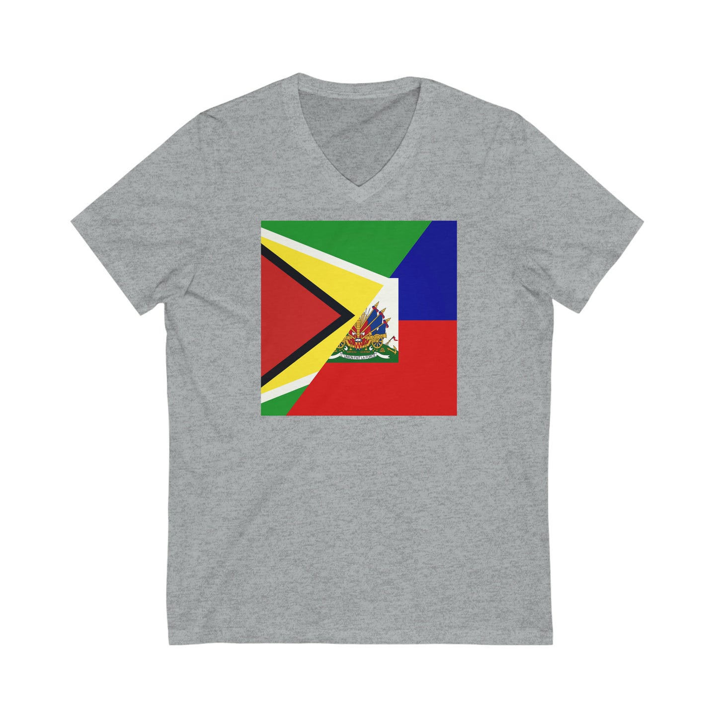 Guyanese Haitian Flag | Half Guyana Haiti Flag V-Neck T-Shirt | Unisex Vee Shirt