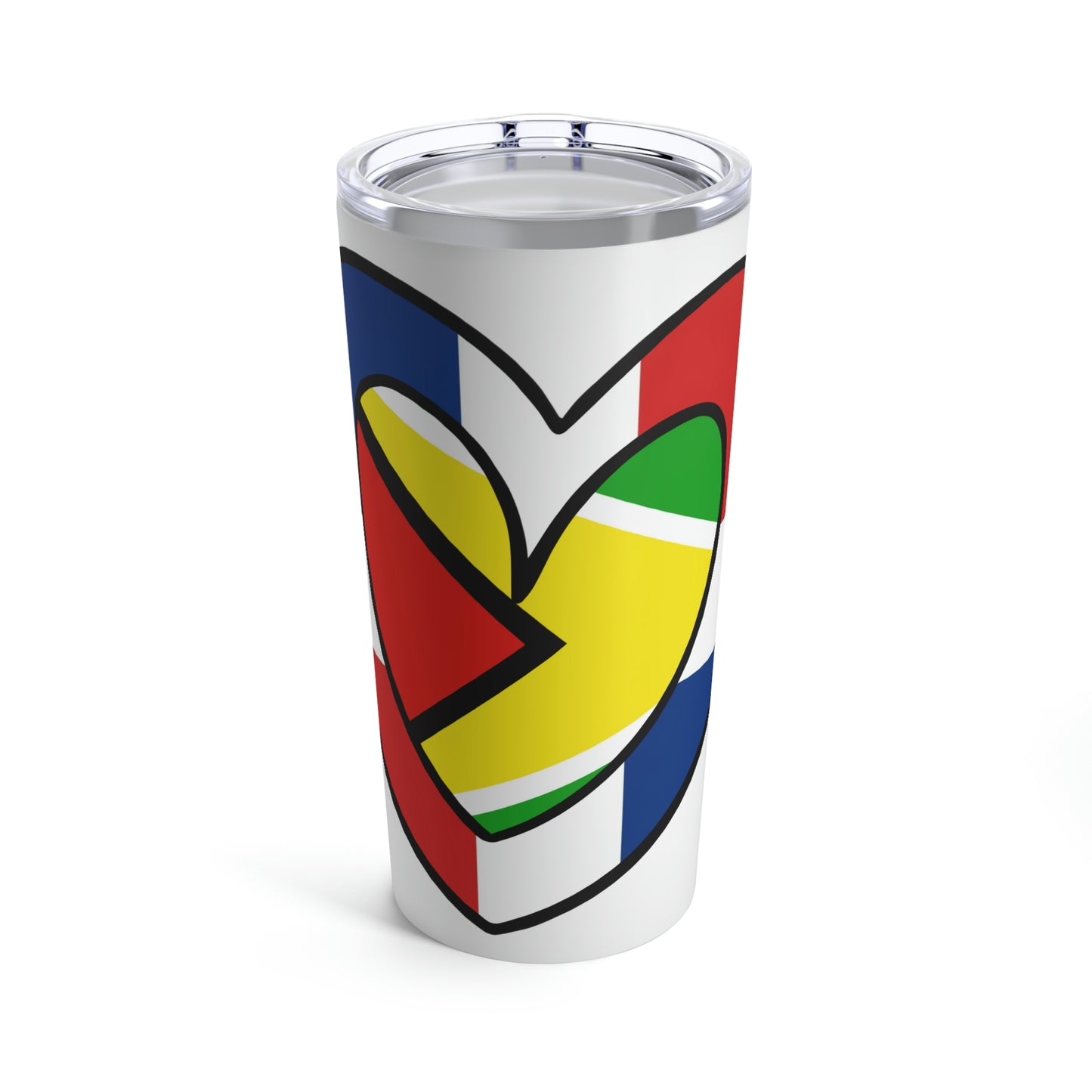 Dominican Republic Guyana Flag Heart Valentines Day Gift Guyanese Tumbler 20oz