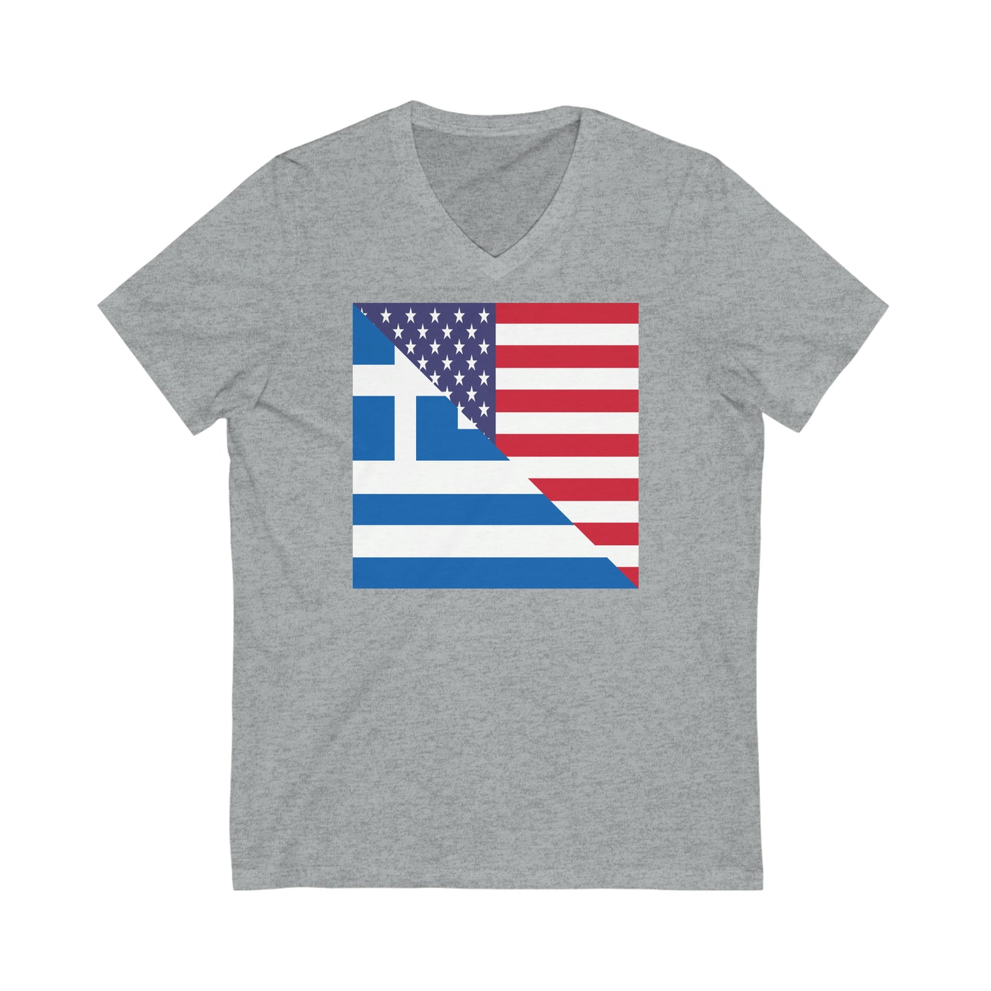 Greek American Flag Half Greece USA V-Neck T-Shirt | Unisex Vee Shirt
