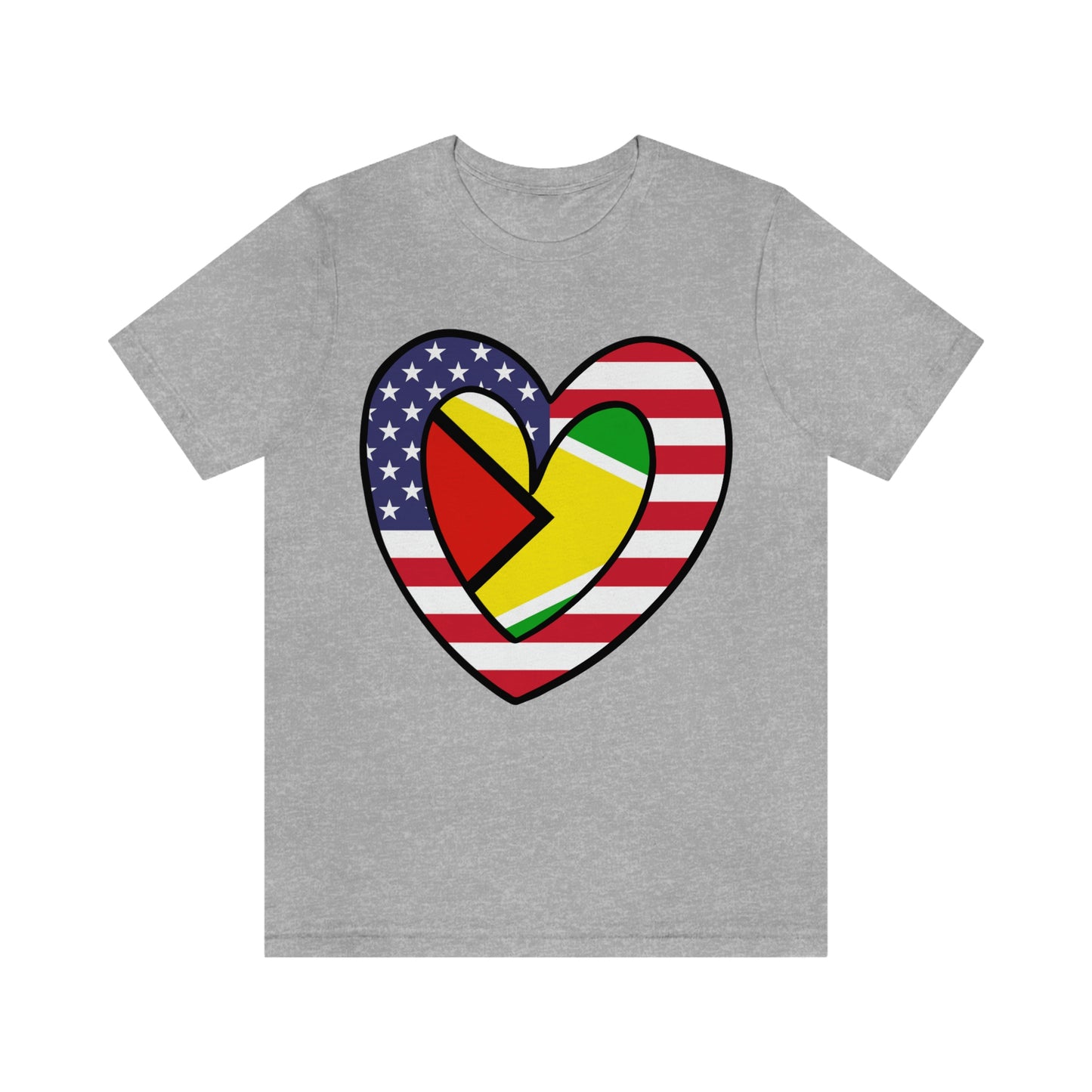 Guyanese American Heart Valentines Day Gift Tee Shirt | Half Guyana USA Flag T-Shirt