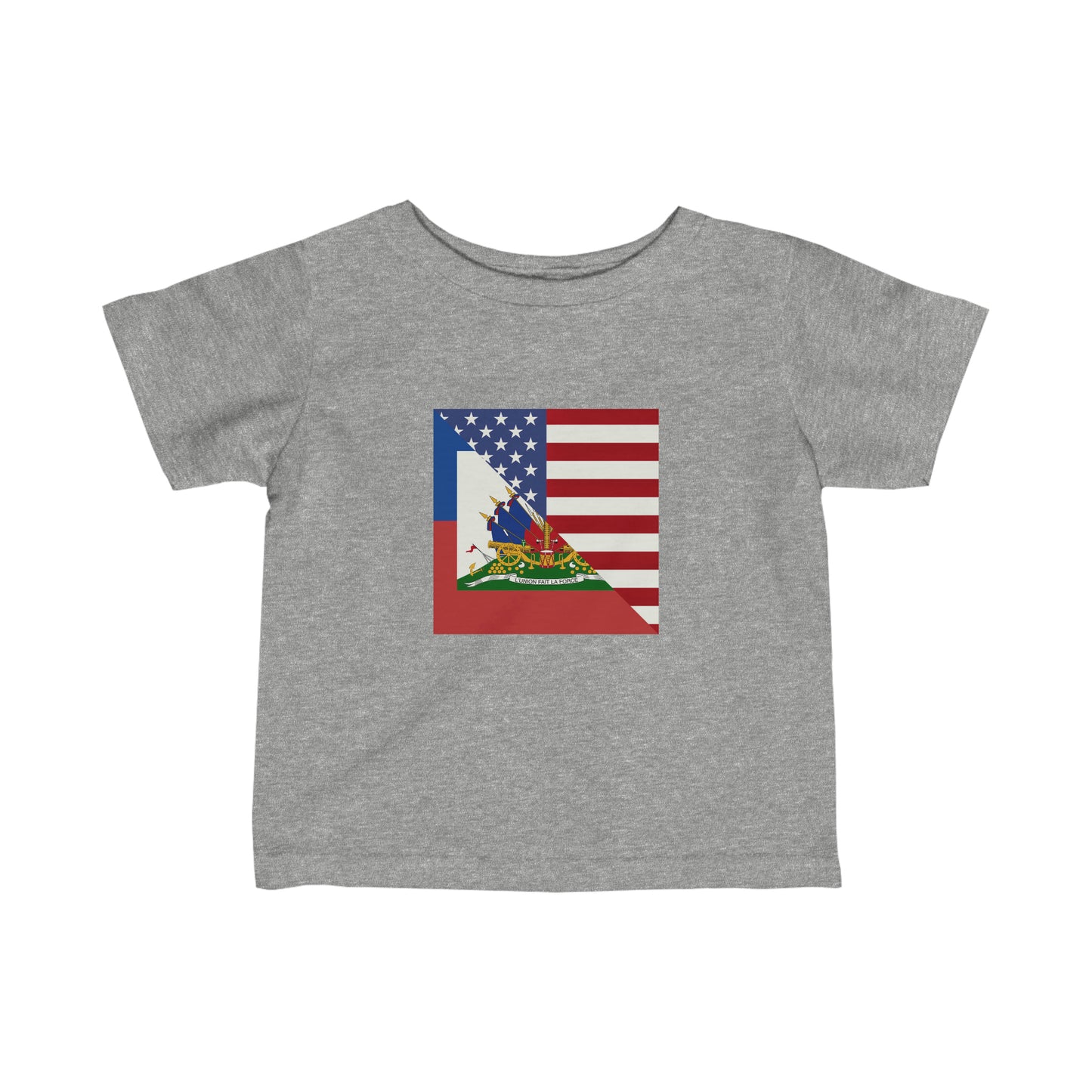 Infant Haiti America Flag | Half Haitian American Flag Ayiti Toddler Tee Shirt