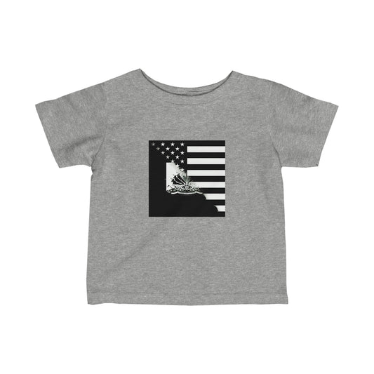 Infant Black And White Haitian American Flag | Haiti USA Toddler Tee Shirt