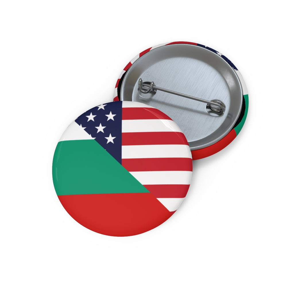 Bulgarian American Flag Pin Button | Half Bulgaria USA