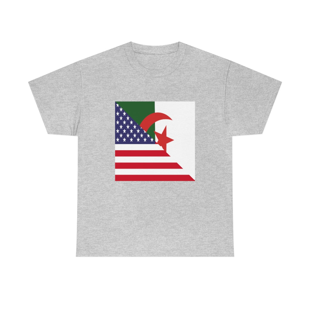 Algerian American Flag Tee Shirt | Algeria USA Tshirt