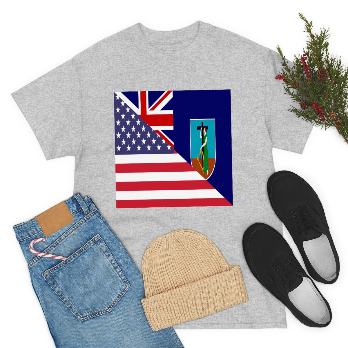 Montserrat American Flag Half Montserratian USA T-Shirt | Unisex Tee Shirt