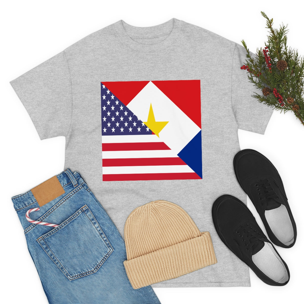 Saba American Flag Half Sabaean USA T-Shirt | Unisex Tee Shirt