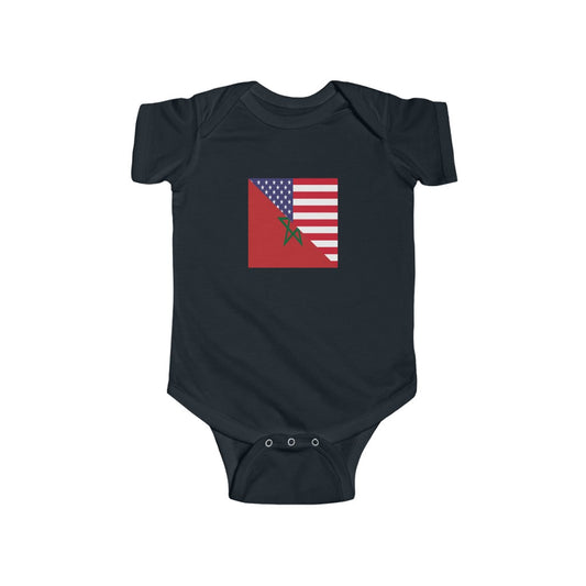 Moroccan American Flag Baby Bodysuit | Morocco USA Newborn Boy Girl