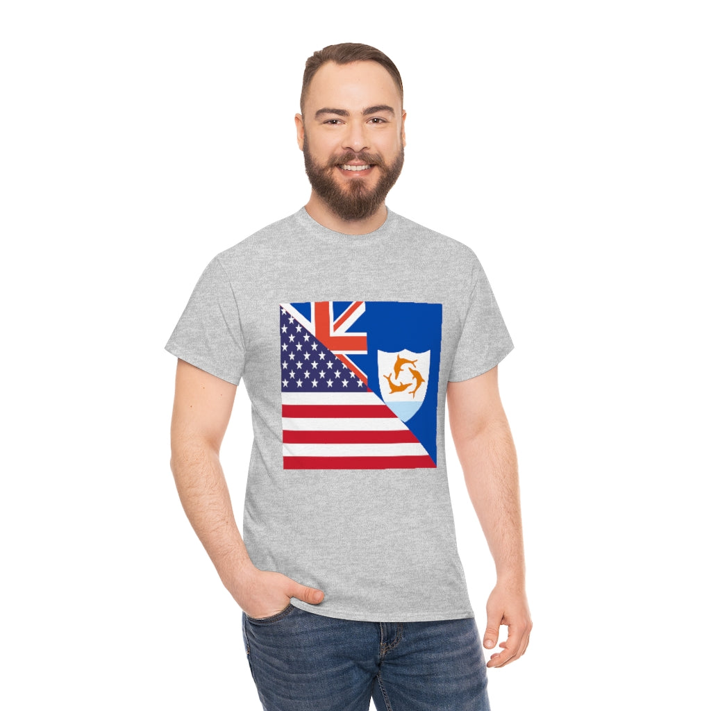 Anguillan American Flag Tee Shirt | Anguilla USA Tshirt