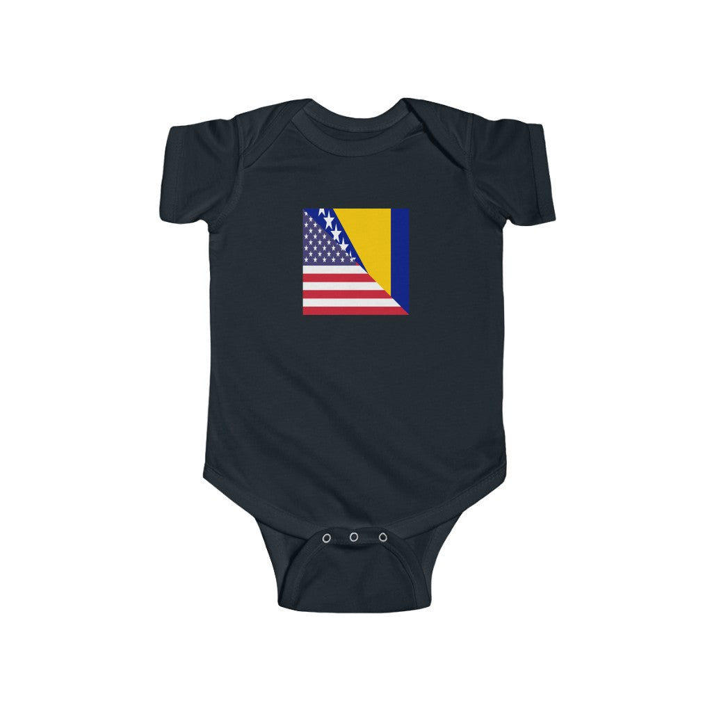 Bosnia and Herzegovina American Flag Baby Bodysuit | Bosnia USA Newborn