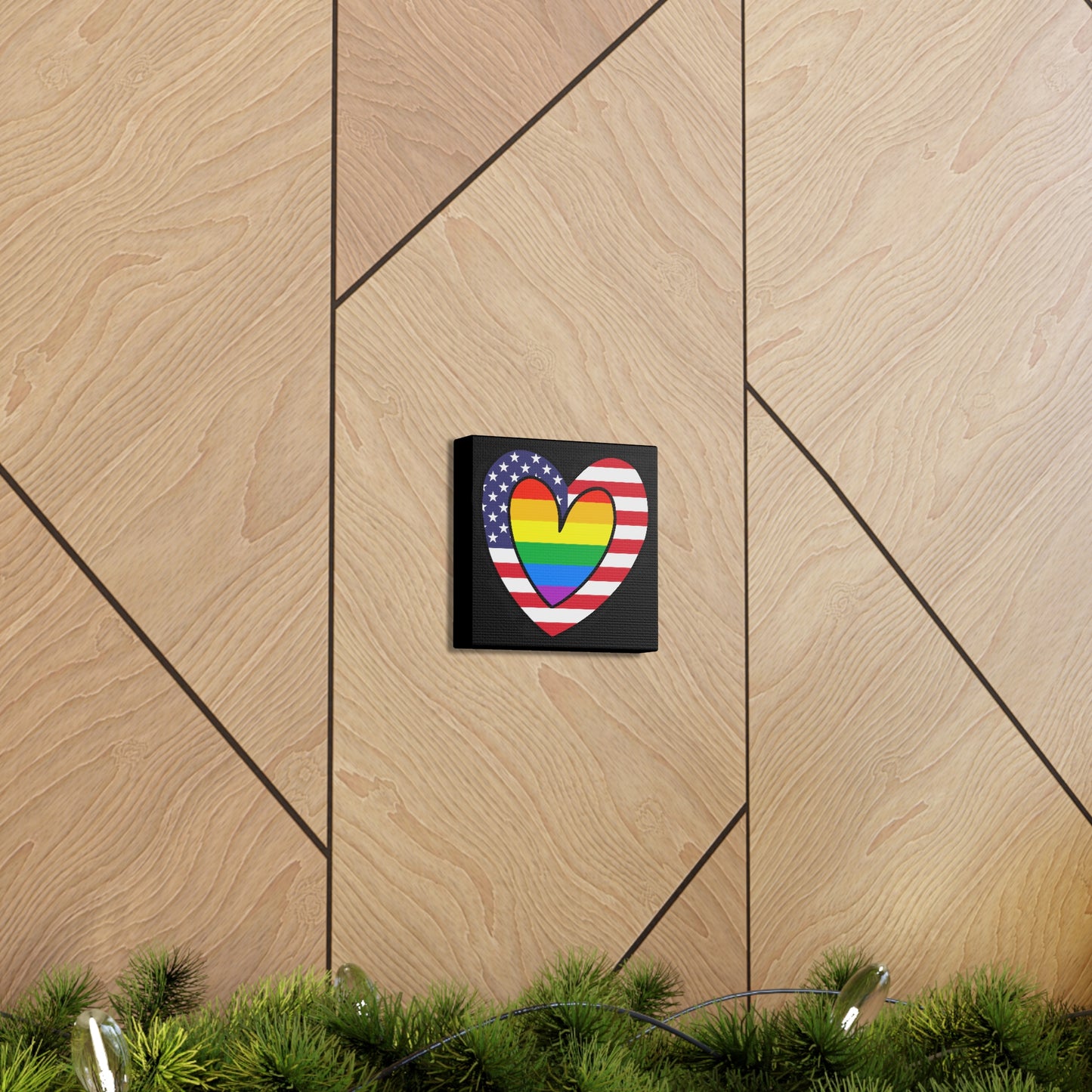 Rainbow American Flag Heart Pride Parade Canvas Gallery Wraps | Wall Art