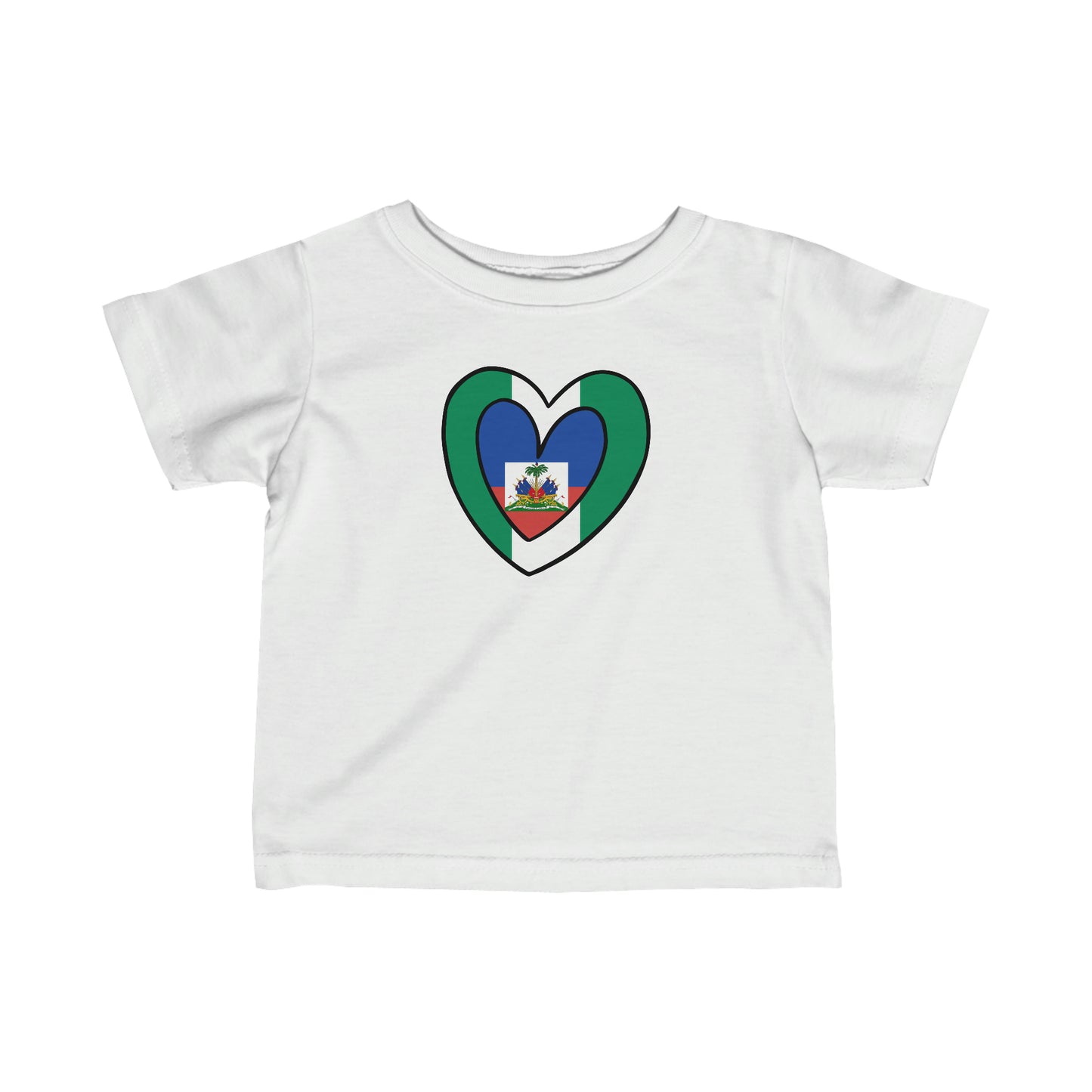 Infant Nigerian Haitian Flag Inner Heart Nigeria Haiti  Toddler Tee Shirt