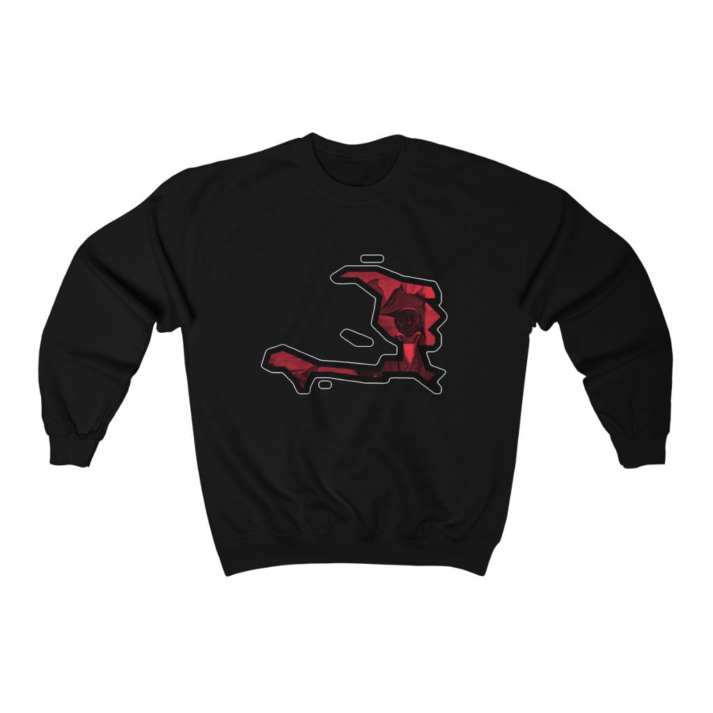 Red Dessalines Island Crewneck Sweatshirt | Haiti Ayiti Haitian Clothing