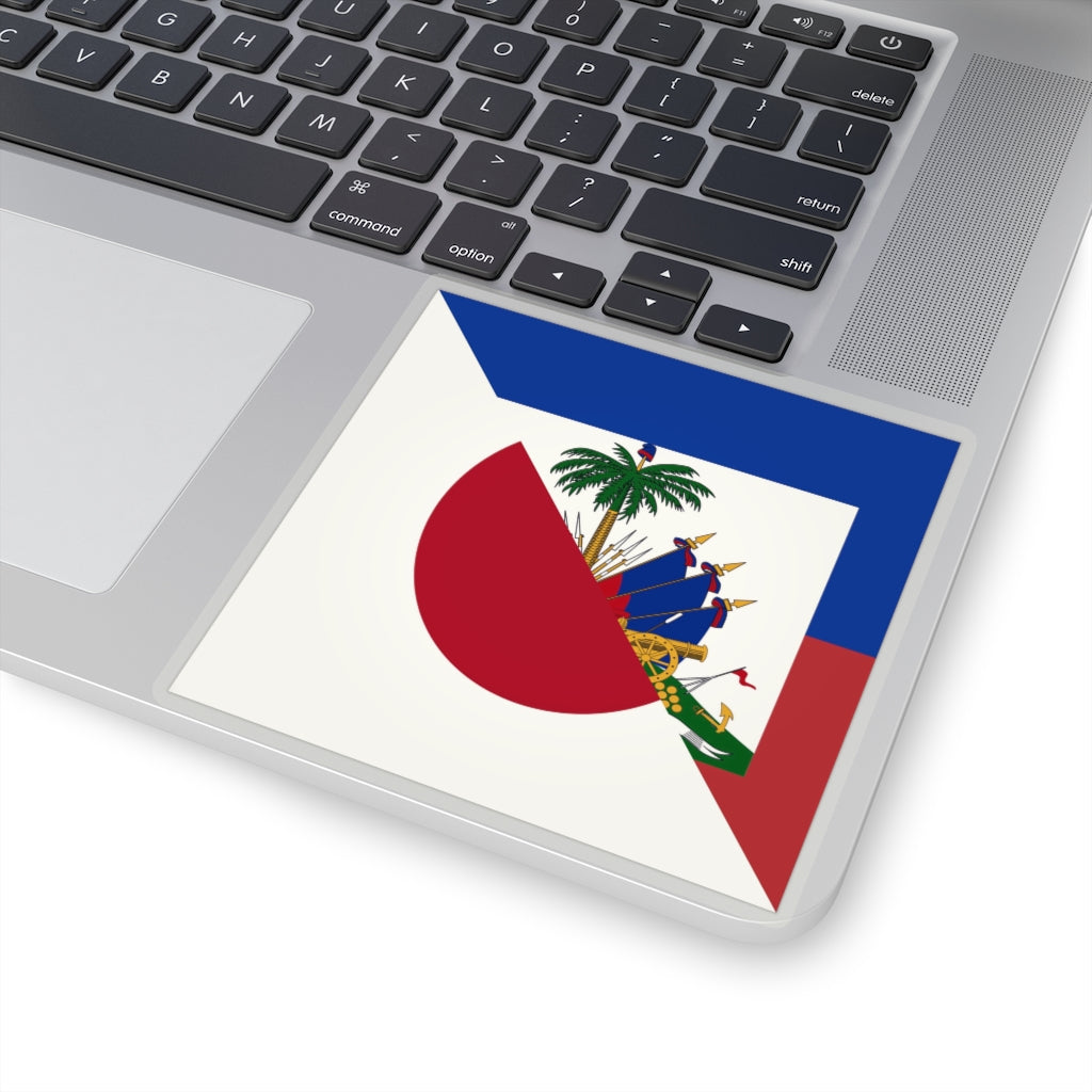 Half Haitian-Japanese Flag Sticker | Haiti Japan Flag Sticker