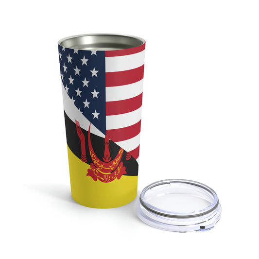 Brunei American Flag Half Bruneian USA Tumbler 20oz Beverage Container