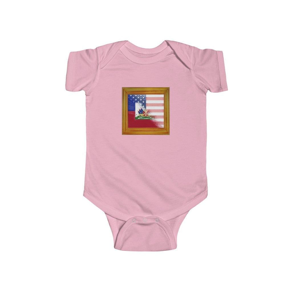 Baby Haitian-American Painted Flag | Haiti USA Baby Boy Girl
