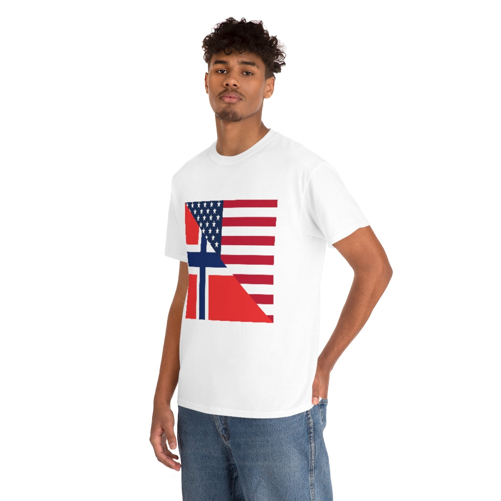 Norwegian American Flag Tee Shirt | Unisex Norway USA Tshirt