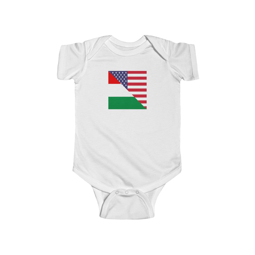 Hungarian American Flag Baby Bodysuit | Hungary Newborn Girl Boy