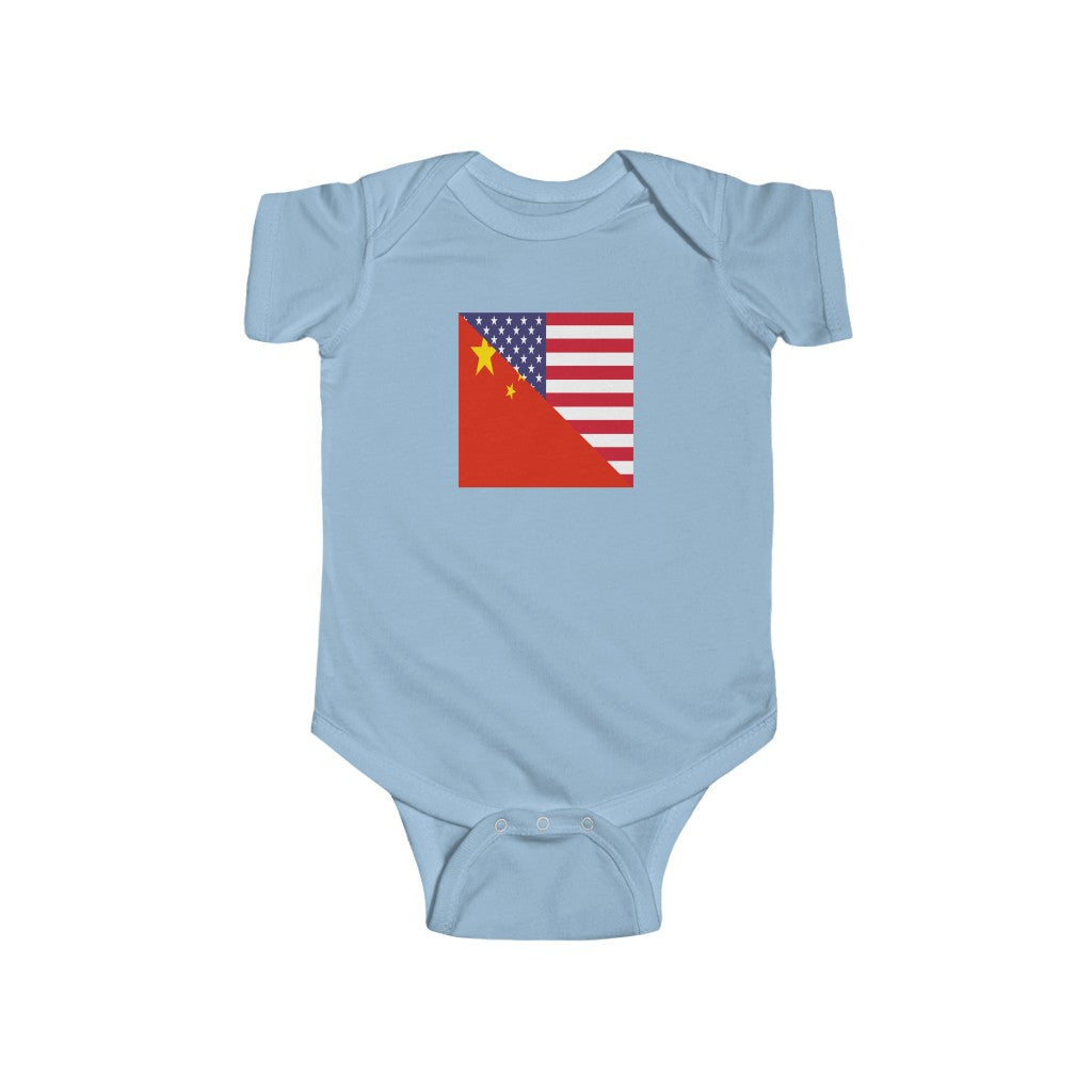 Chinese American Flag Baby Bodysuit | China USA Newborn Boy Girl