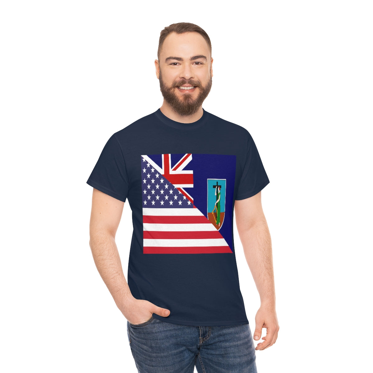 Montserrat American Flag Half Montserratian USA T-Shirt | Unisex Tee Shirt