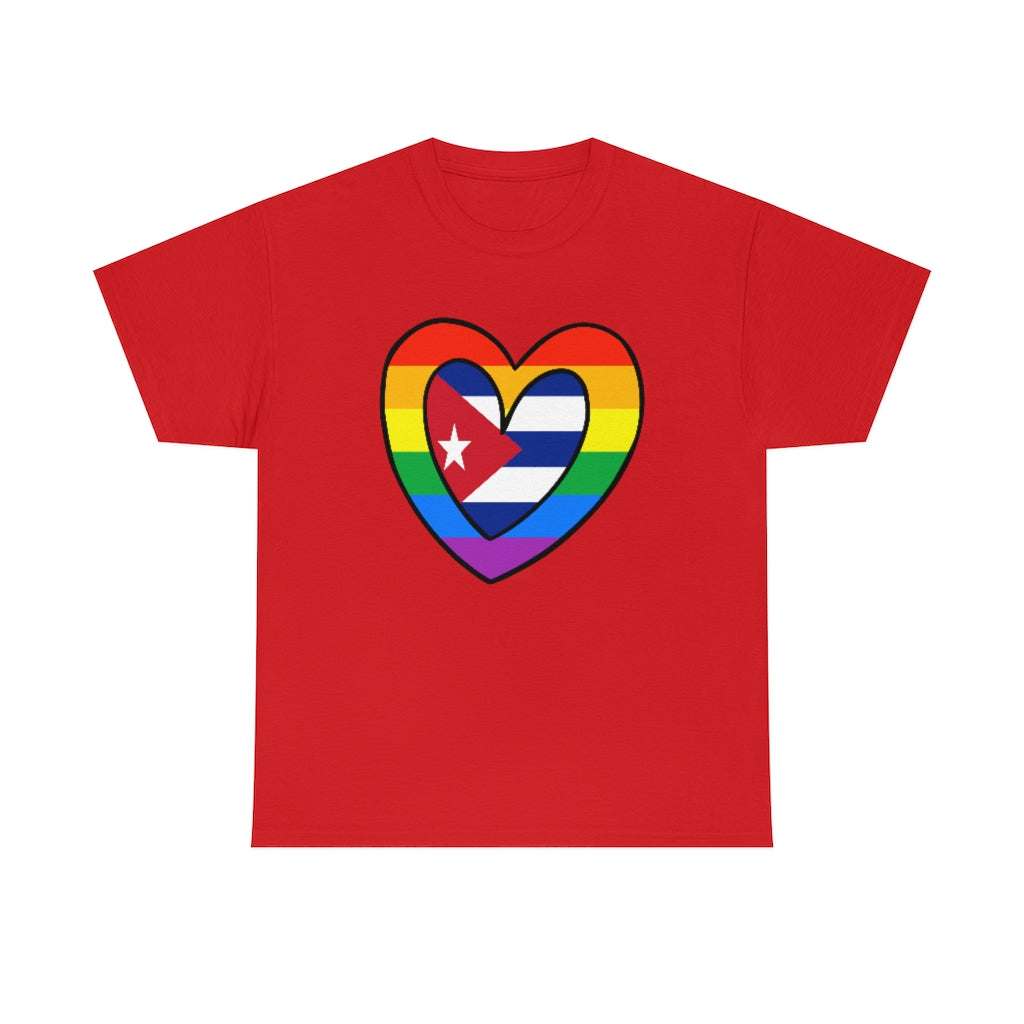 Cuban Rainbow Flag Heart T-Shirt | Unisex Cuba Cubano Pride Month Tee