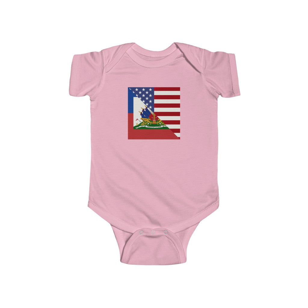 Haitian-American Flag Baby Bodysuit | Haiti USA Baby Girl Boy