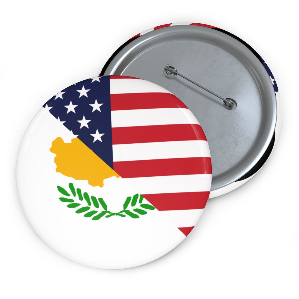 Cyprus American Flag Pin Button | Half Cypriot USA