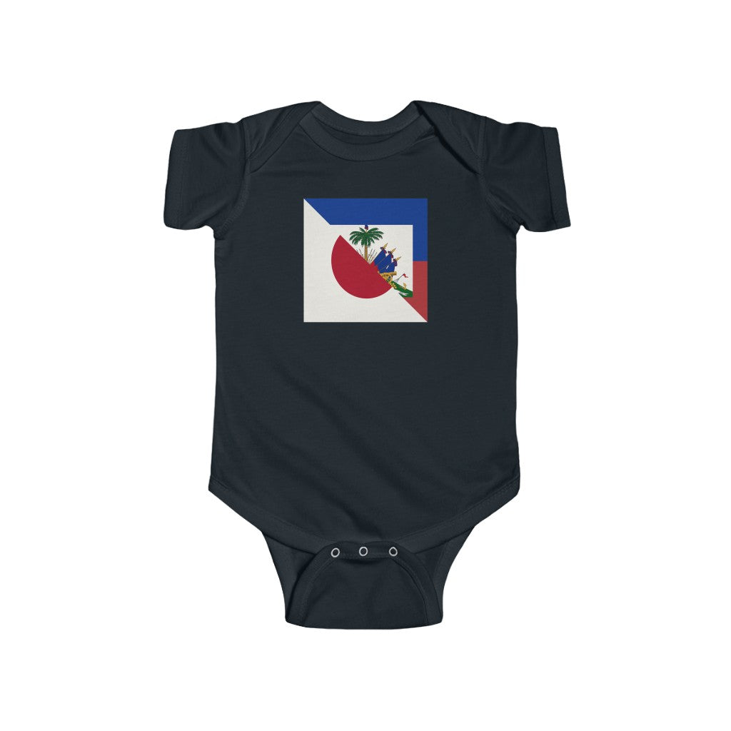 Baby Half Haitian-Japanese Flag | Haiti Japan Baby Boy Girl Outfit