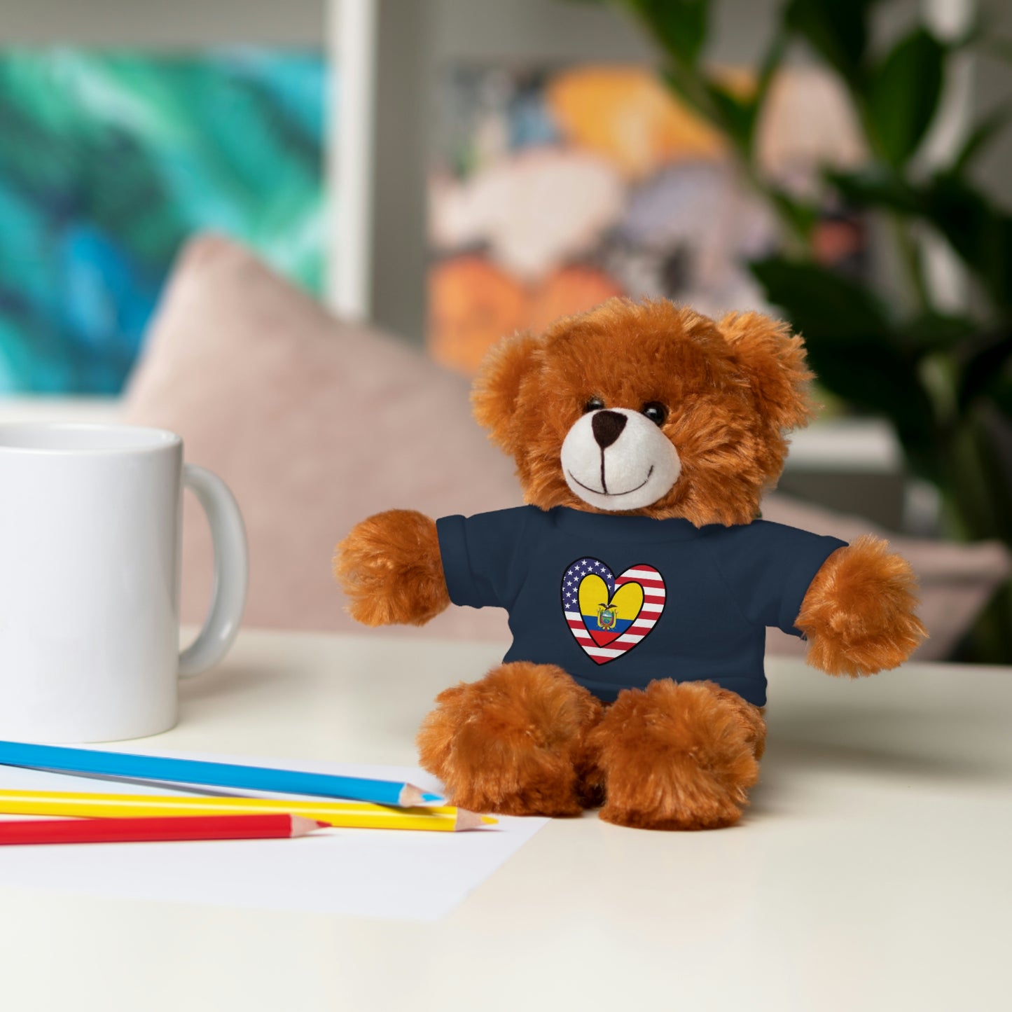 Ecuadorian American Valentines Day Gift Stuffed Animal | Ecuador USA Flag Toy