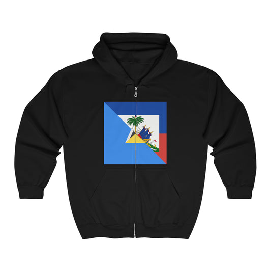 Haiti St Lucia Flag Haitian Zip Hoodie | Hooded Sweatshirt