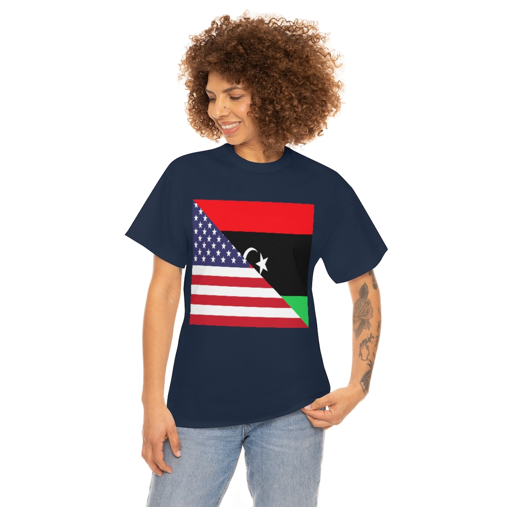 Libyan American Flag Tee Shirt | Unisex Libya USA Tshirt